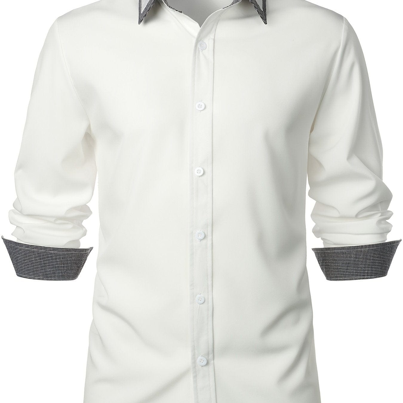 Men's Button Down Plaid Collar  Long Sleeve Shirt, Business Casual Dress Shirts