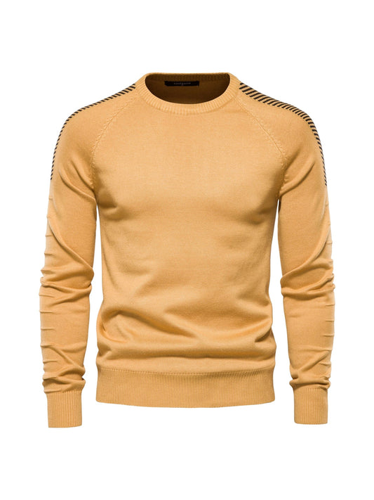 Spliced Drop Sleeve Sweater Men Casual O-neck Slim Fit