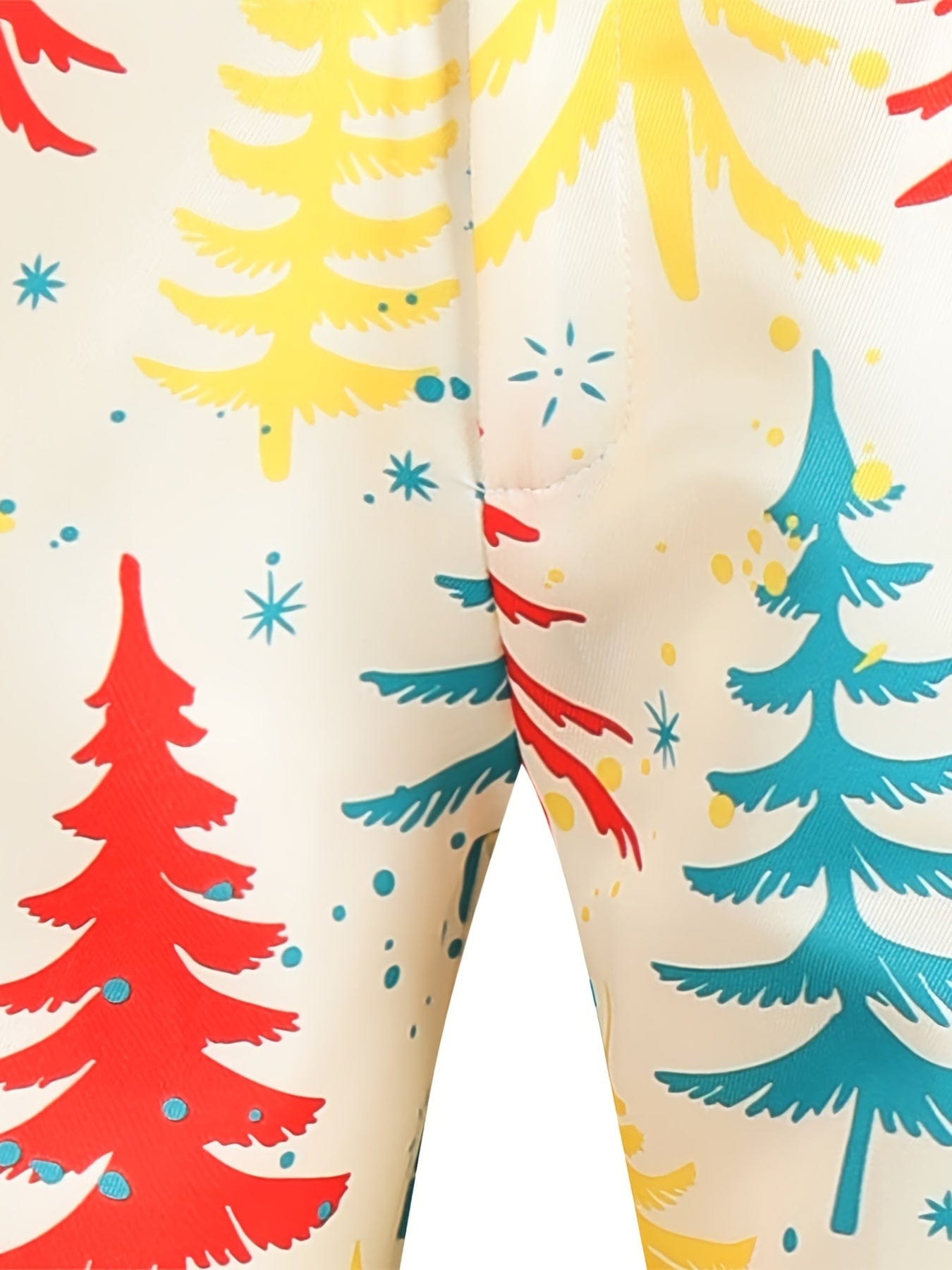 2pcs Men's Suit Jackets And Pants Funny Printed With Christmas Tree