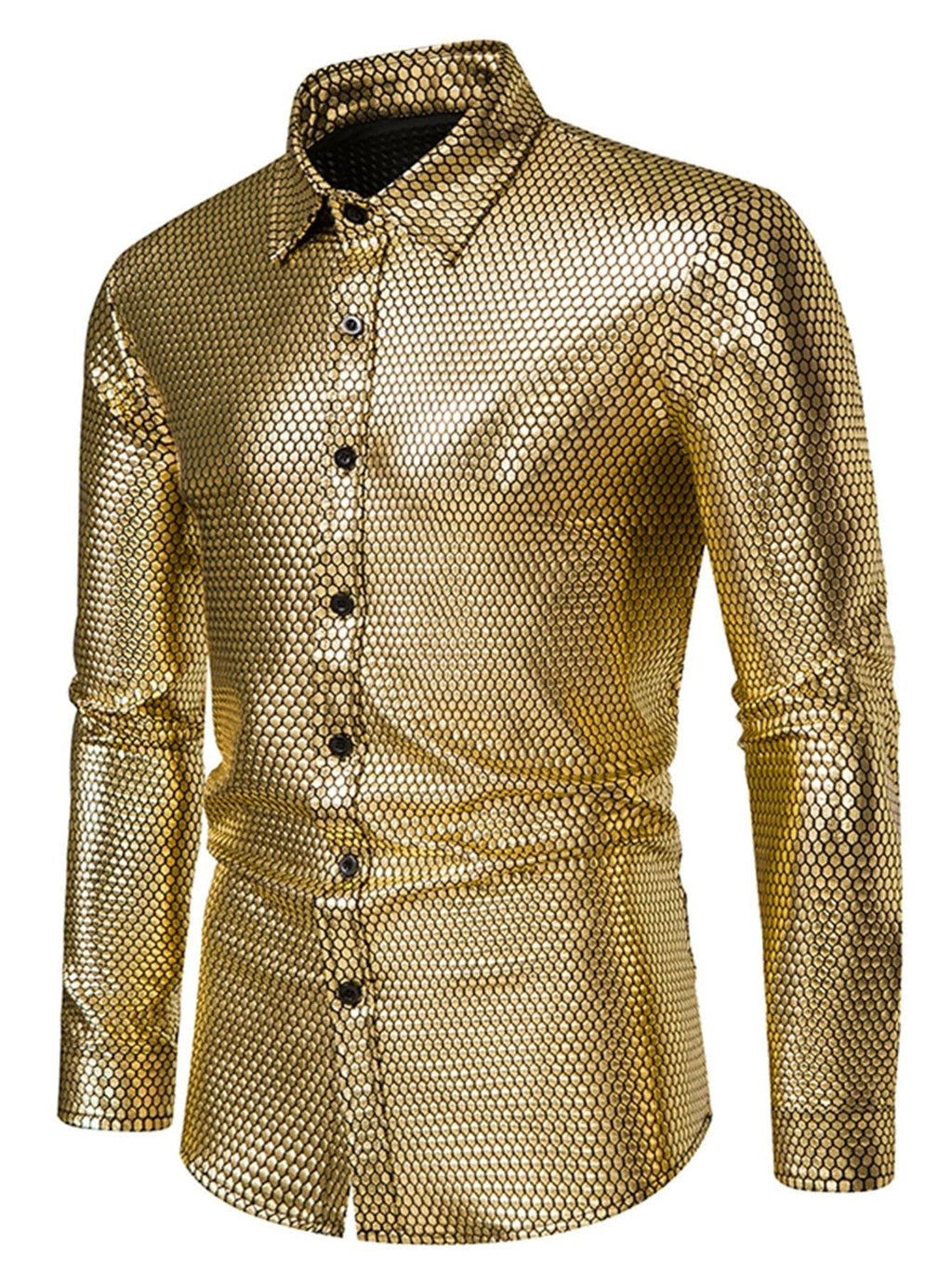 Men's Gold Print Long Sleeve Shirt
