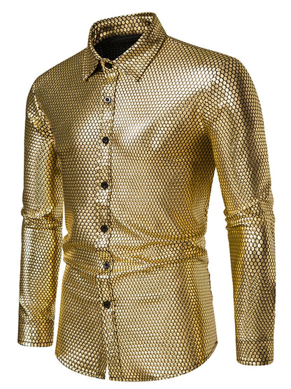Men's Gold Print Long Sleeve Shirt
