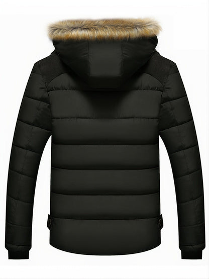 Autumn And Winter New Men's Slim Fleece Hooded Sweater Collar Cotton Coat (Sweater Collar Removable)