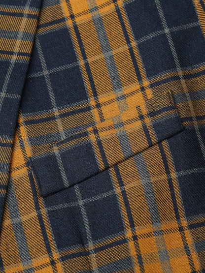 Men's Classic Fit Suits, Autumn Winter Casual Sports Slim Fit One Button Plaid Print Blazer Light Jacket
