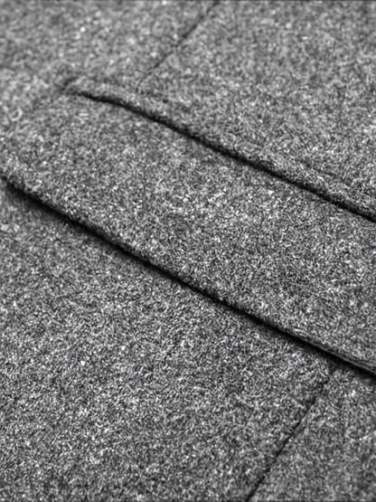 Dressy Jackets For Men, Casual Dark Grey Woolen Suit Jacket Single Breasted Business Blazers