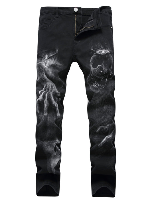 Men's Ripped Distressed Slim Fit Color Printed Stylish Denim Jeans