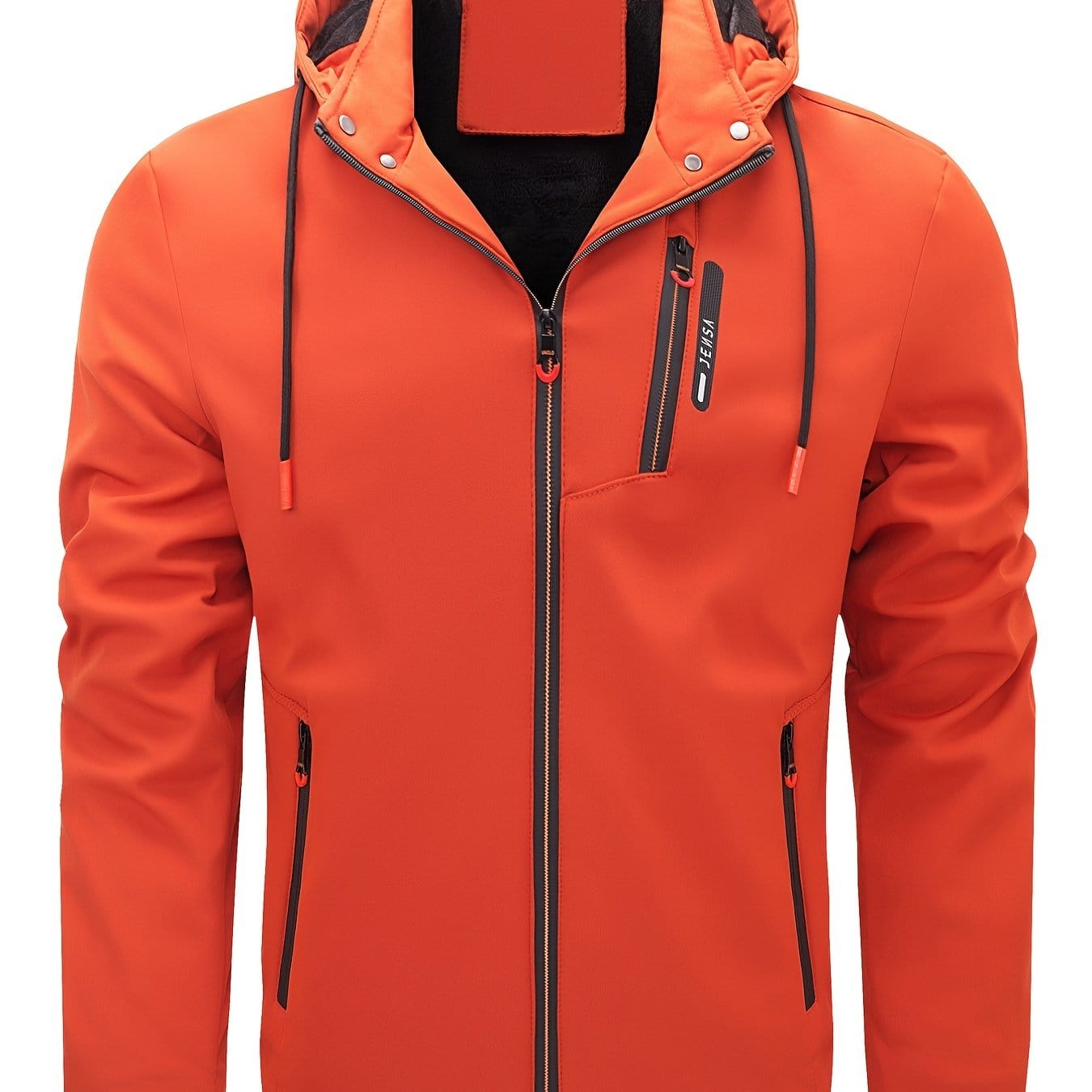 Men's Outdoor Sports Zipper Fleece Lined Hooded Jacket Coat