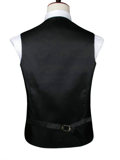 Men's Vintage Elegant Fit Sleeveless Vest Set, Formal Suit Waistcoat & Tie & Cufflinks & Hanky For Wedding Party Business