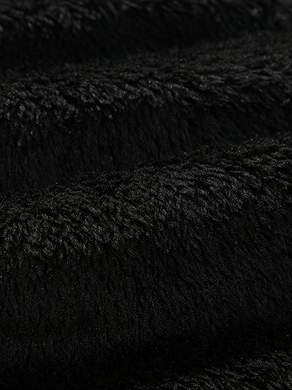 Men's Winter Fleece Padded Jacket With Detachable Faux Fur Hood