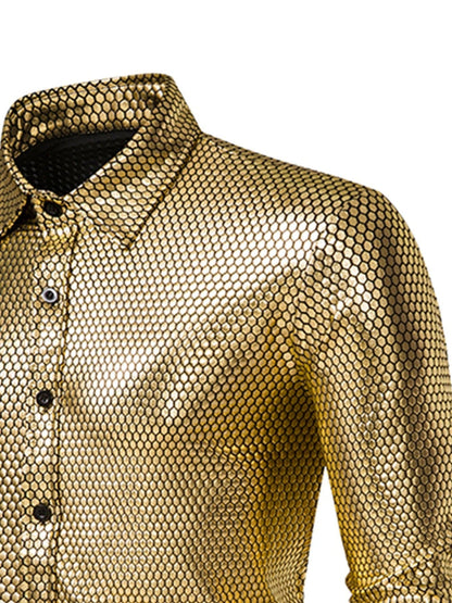 Men's Gold Print Long Sleeve Shirt