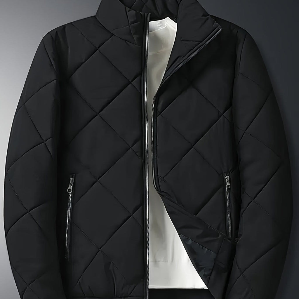 Small Size & Order Size Up Men's Solid Stand Collar Jacket, Streetwear Warm Thick Autumn Winter Cotton-padded Jacket Coat