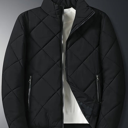 Small Size & Order Size Up Men's Solid Stand Collar Jacket, Streetwear Warm Thick Autumn Winter Cotton-padded Jacket Coat