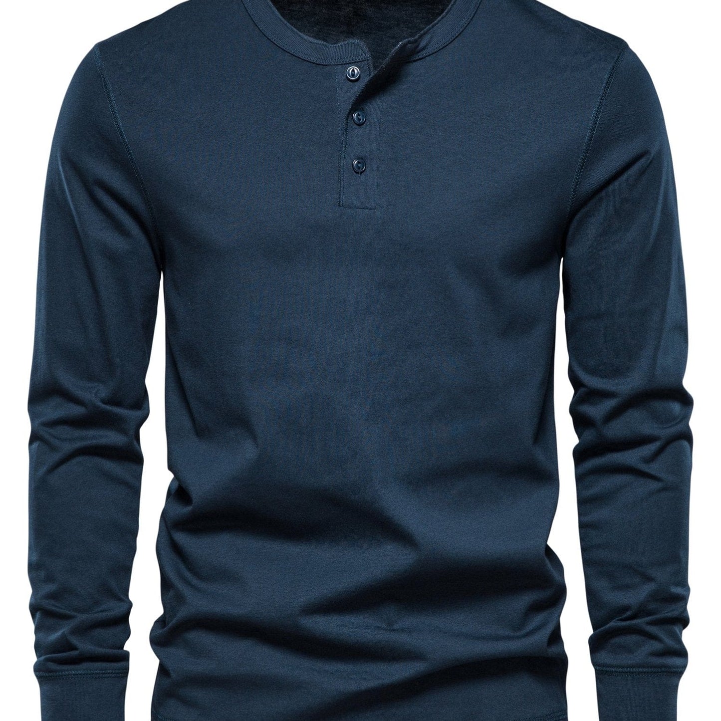 Men's Henley Collar Long Sleeve T Shirt