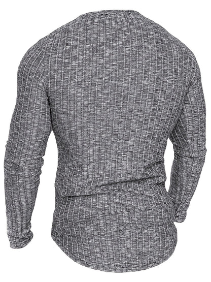 Men's Casual Skinny Solid Striped Long Sleeve T-shirt For Outdoor Sports Running Training