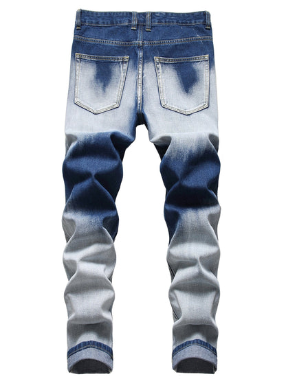 Men's Ripped Jeans, Distressed Destroyed Slim Fit Straight Leg Denim Pants