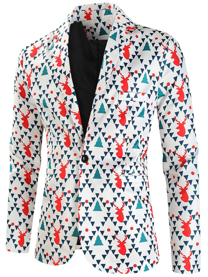 Funny Suit For Men Printed Christmas Elk Includes Jacket, Pants