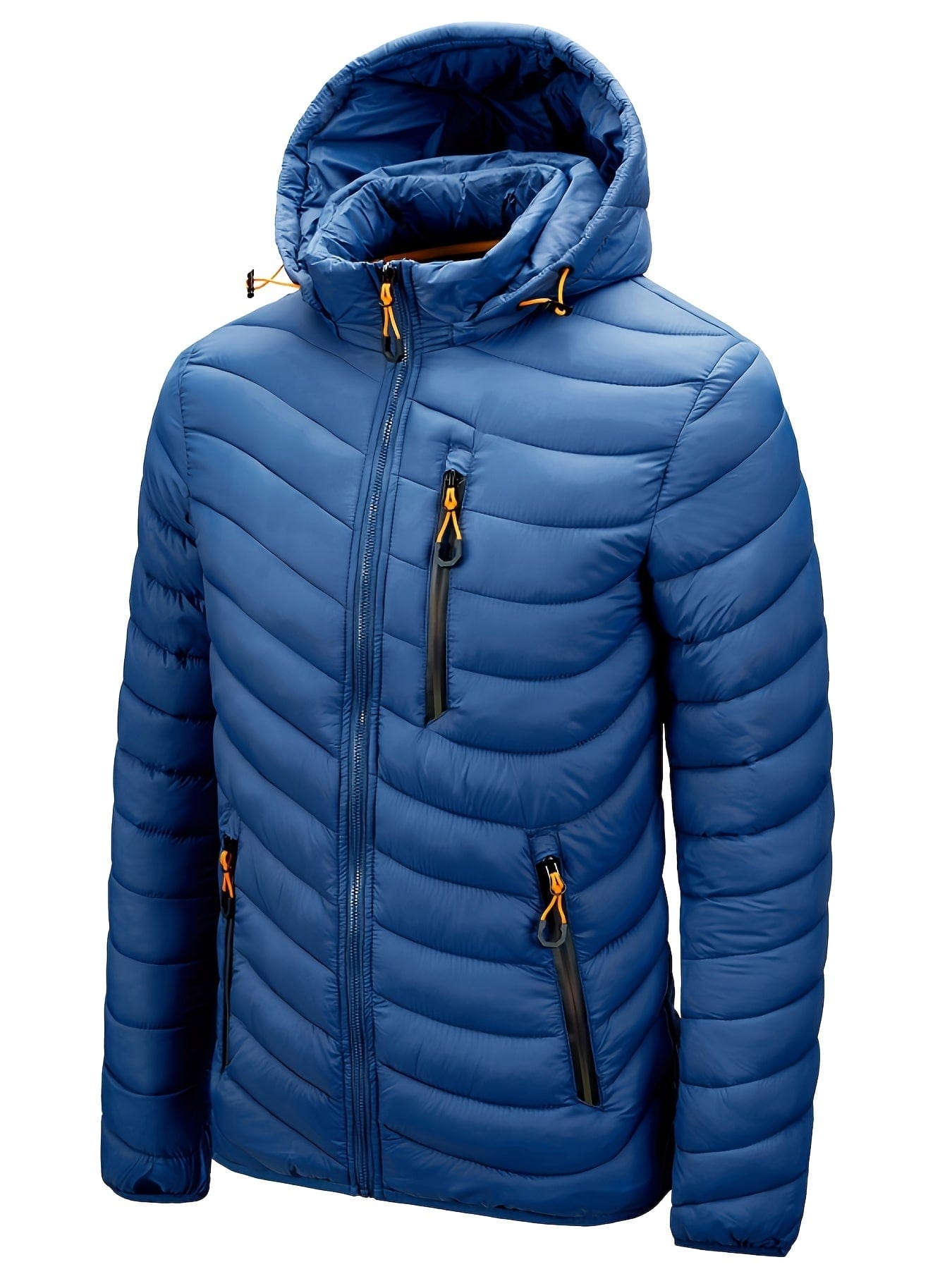 Men's Casual Classic Hooded Padded Jacket, Long Sleeve Fleece Thermal Detachable Drawstrings Outwear For Winter