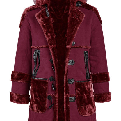 Men's Shearling Leather Coat Faux Suede Sherpa Lined Jacket With Hood Men's Clothes