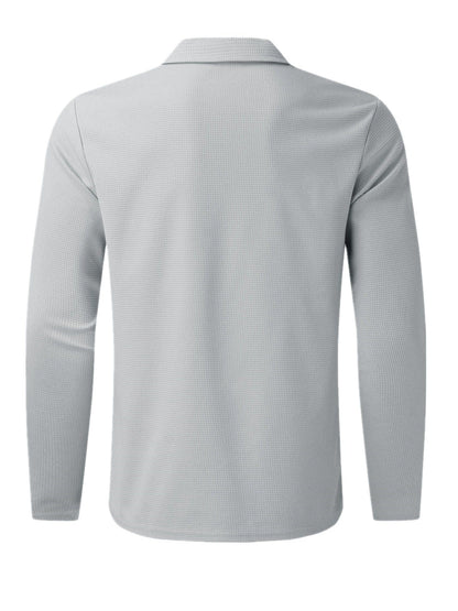 Men's Grey Long Sleeve Polo Shirt And Pants 2 Piece Set Sweatshirt Hoodies Christmas Gifts