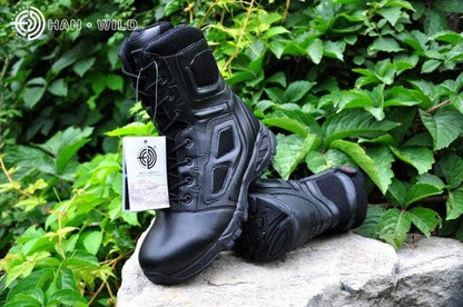 Mens Military Army Boot Genuine Leather Vintage Lace Up Waterproof Safety Shoes Black Desert Combat Tactical Ankle Boots Men