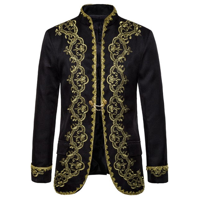 Gold Embroidery Palace Mens Blazers British Baroque Party Wedding Festival Costume Mens Dress Suit Jacket Blazer Masculino XXL