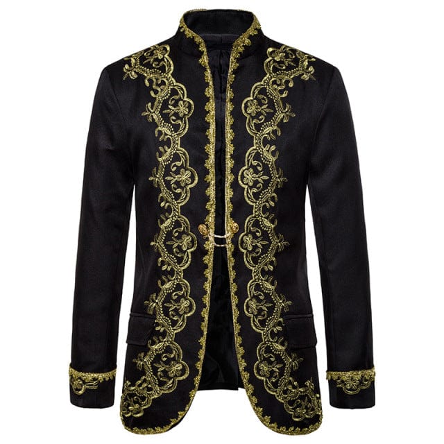 Gold Embroidery Palace Mens Blazers British Baroque Party Wedding Festival Costume Mens Dress Suit Jacket Blazer Masculino XXL