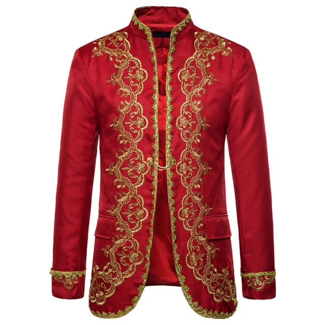 Gold Embroidery Palace Mens Blazers British Baroque Party Wedding Festival Costume Mens Dress Suit Jacket Blazer Masculino XXL