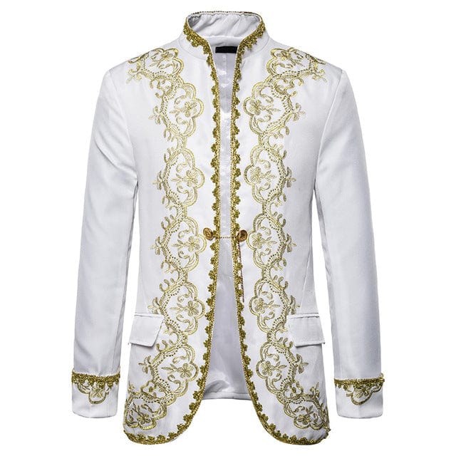 Gold Embroidery Palace Mens Blazers British Baroque Party Wedding Festival Costume Mens Dress Suit Jacket Blazer Masculino XXL