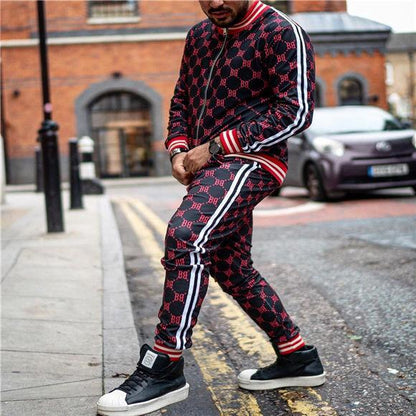 New Men Casual Zipper Set Autumn Mens set Tracksuit Set Male Sweatshirt Sweatpants Multi-pocket Fashion High Street Jackets Sets