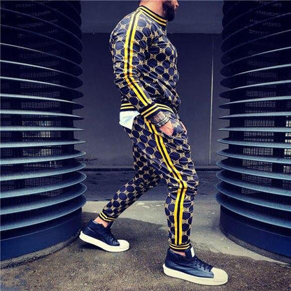 New Men Casual Zipper Set Autumn Mens set Tracksuit Set Male Sweatshirt Sweatpants Multi-pocket Fashion High Street Jackets Sets