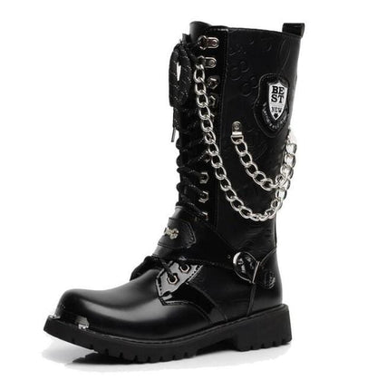 New Fashion Men's Motorcycle Boots Leather Boots Male Footwear Cowboy Casual Shoes Men  Boots Boots