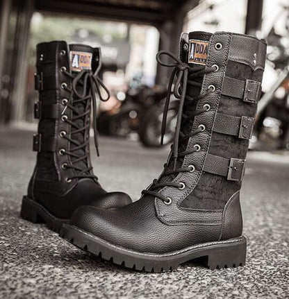 New Fashion Men's Motorcycle Boots Leather Boots Male Footwear Cowboy Casual Shoes Men  Boots Boots