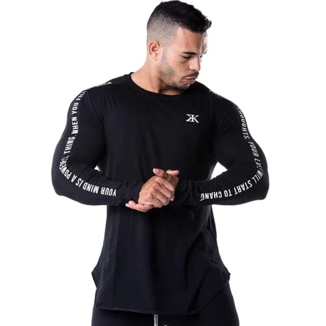 Men Bodybuilding Long sleeve t shirt Man Casual Fashion Skinny T-Shirt Male Gyms Fitness Workout Tees Tops Jogger Brand Clothing