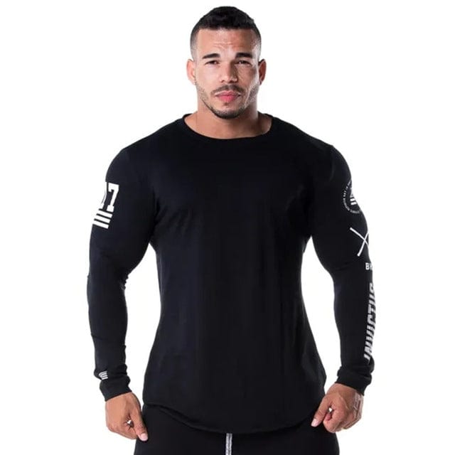 Men Bodybuilding Long sleeve t shirt Man Casual Fashion Skinny T-Shirt Male Gyms Fitness Workout Tees Tops Jogger Brand Clothing