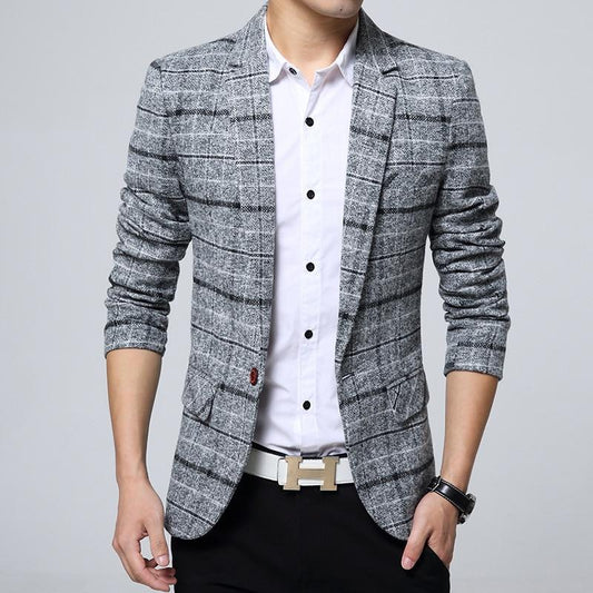 Men's casual suit jacket Korean version slim suit Dropshipping hot sale top coat business long sleeves button cotton blazers