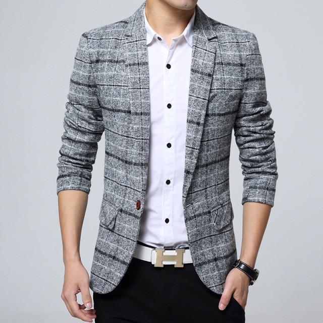 Men's casual suit jacket Korean version slim suit Dropshipping hot sale top coat business long sleeves button cotton blazers