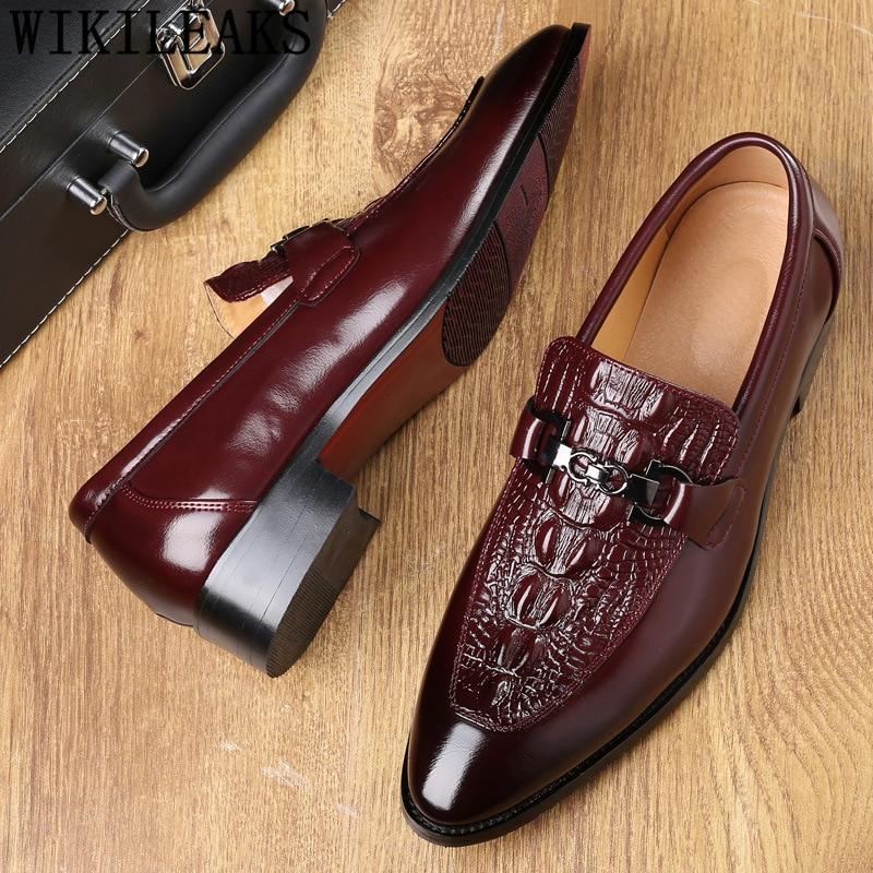 Crocodile Shoes Black Business Shoes Men Oxford Leather Suit Shoes Men Italian Formal Dress Sapato Social Masculino Mariage 2021