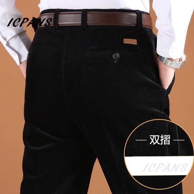 ICPANS Corduroy Men Trousers Straight Thick Warm Autumn Winter Men Pants High Waist Mens Pants Plus Size 40 42 44 46