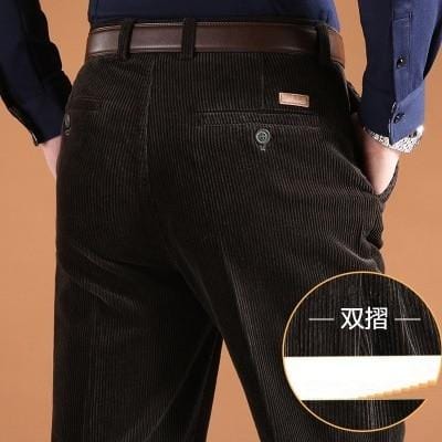 ICPANS Corduroy Men Trousers Straight Thick Warm Autumn Winter Men Pants High Waist Mens Pants Plus Size 40 42 44 46