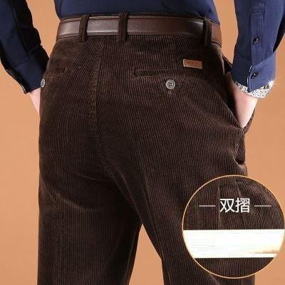 ICPANS Corduroy Men Trousers Straight Thick Warm Autumn Winter Men Pants High Waist Mens Pants Plus Size 40 42 44 46