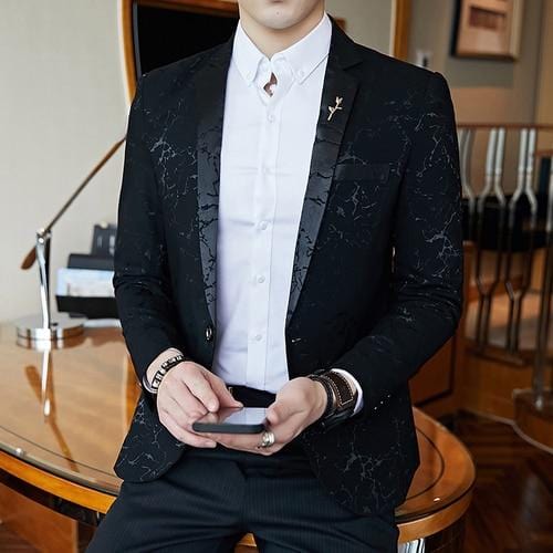 Luxury banquet party suit jacket evening dress fashion jacquard casual business jacket Slim men's wedding jacket men's Clothing