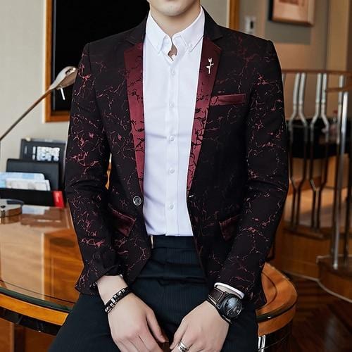 Luxury banquet party suit jacket evening dress fashion jacquard casual business jacket Slim men's wedding jacket men's Clothing