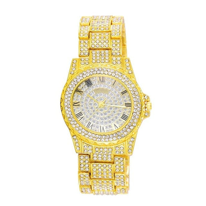 Hip Hop Luxury Mens Iced Out Watches Date Quartz Wrist Watches With Micropave CZ Alloy Watch For Women Men Jewelry
