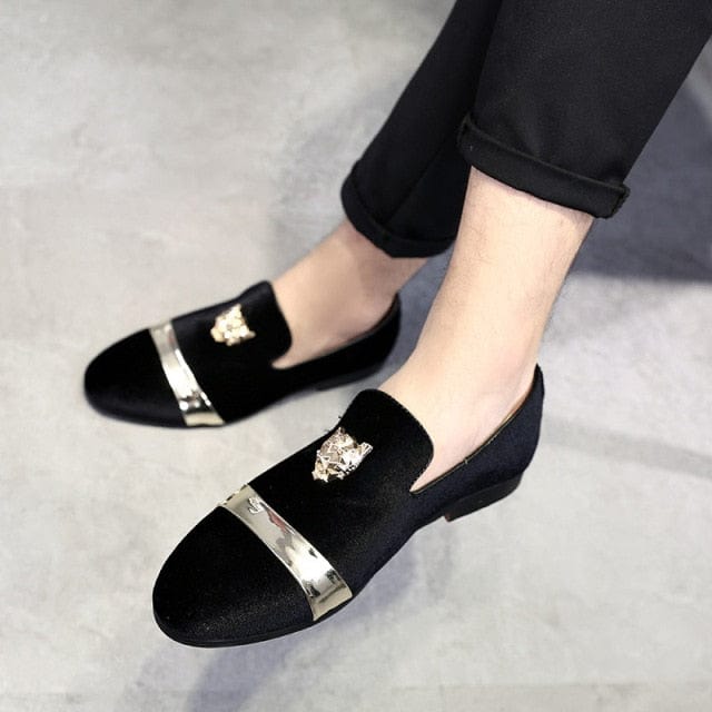 Luxury Golden Metal Decoration Shoes Elegant Moccasins Men Casual Loafer Plus Size Flat Party Club Dress Shoes ST359