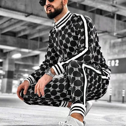 New Men Casual Zipper Set Autumn Mens set Tracksuit Set Male Sweatshirt Sweatpants Multi-pocket Fashion High Street Jackets Sets