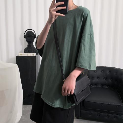 YASUGUOJI Plain Oversized T Shirt Men Bodybuilding and Fitness Loose Casual Lifestyle Wear T-shirt Male Streetwear Hip-Hop Tops