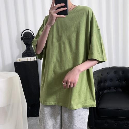 YASUGUOJI Plain Oversized T Shirt Men Bodybuilding and Fitness Loose Casual Lifestyle Wear T-shirt Male Streetwear Hip-Hop Tops