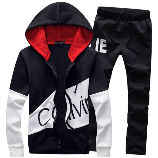 Mens Clothing 2 Sets Piece Men Set Sport Tracksuit Outfit SweatSuits Hoodies &amp; Long Pants Track 5XL Large Size Tracksuit Men Set