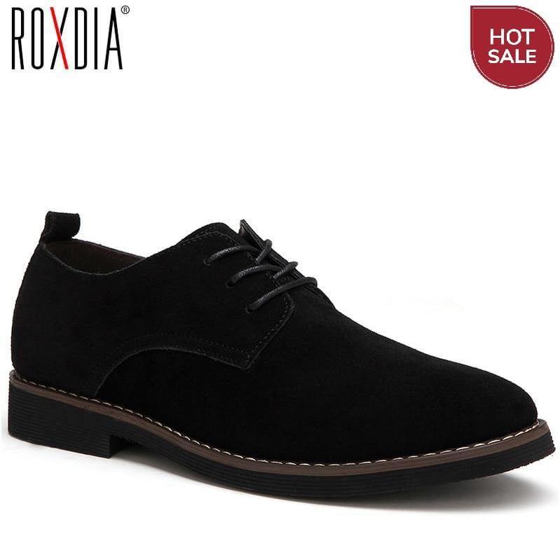 ROXDIA plus size 39-48 genuine leather men casual flats waterproof dress oxford man shoes lace up for work male loafers RXM098