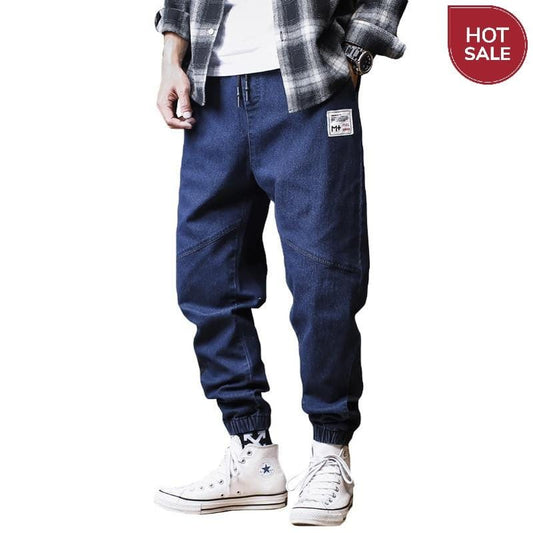 Plus Size Jeans Men Loose Joggers Streetwear Harem Jeans Cargo Pants Ankle-Length Denim Trousers