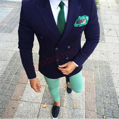 Fashion Lattice Men's Suit Slim Fit Prom Wedding Suits for Men Groom Tuxedo Jacket Pants Set Custom White Casual Men Blazer